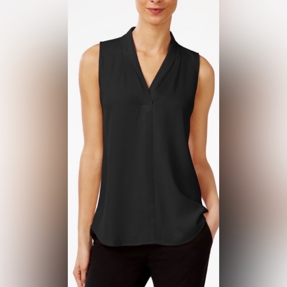 NWT Calvin Klein Black Callia V-neck Blouse - Picture 3 of 6